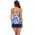 Summer Split Swimsuit For Pregnant Women Sweet Floral Printing Conservative Bikini Swimming Suit navy blue white flowers S