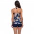 Summer Split Swimsuit For Pregnant Women Sweet Floral Printing Conservative Bikini Swimming Suit navy blue white flowers L