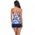 Summer Split Swimsuit For Pregnant Women Sweet Floral Printing Conservative Bikini Swimming Suit Blue colorful leaves L