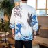 Summer Spring Man Casual Shirts Large Size Pure Color Middle Sleeve Loose Tops  White XL