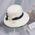 Summer Straw Hat for Women Sun shade Seaside Ultraviolet proof Beach Hat Foldable Hat Bow milk white