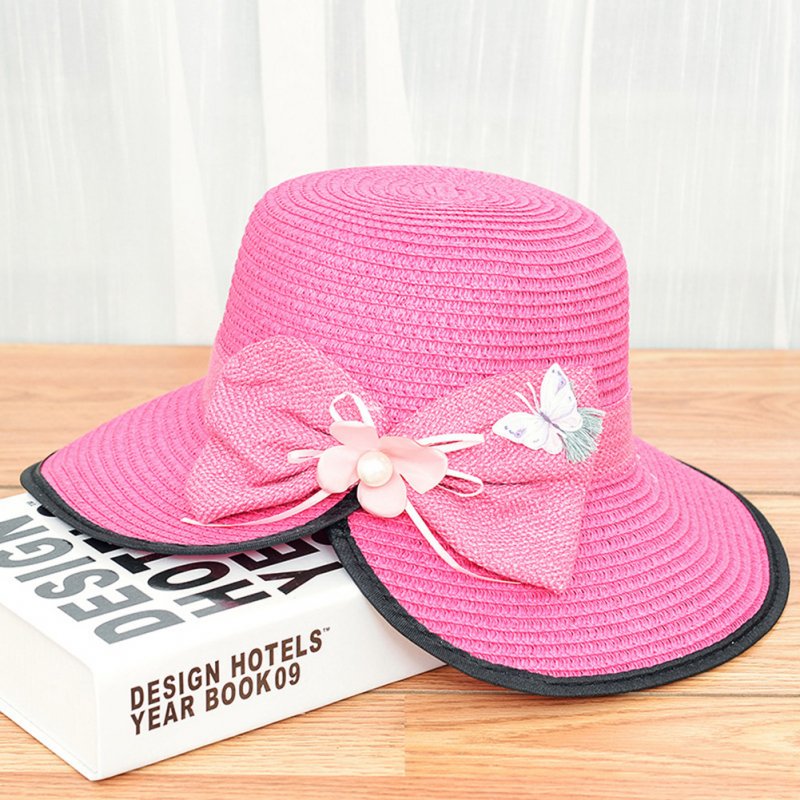 Summer Straw Hat for Women Sun-shade Seaside Ultraviolet-proof Beach Hat Foldable Hat Split rose