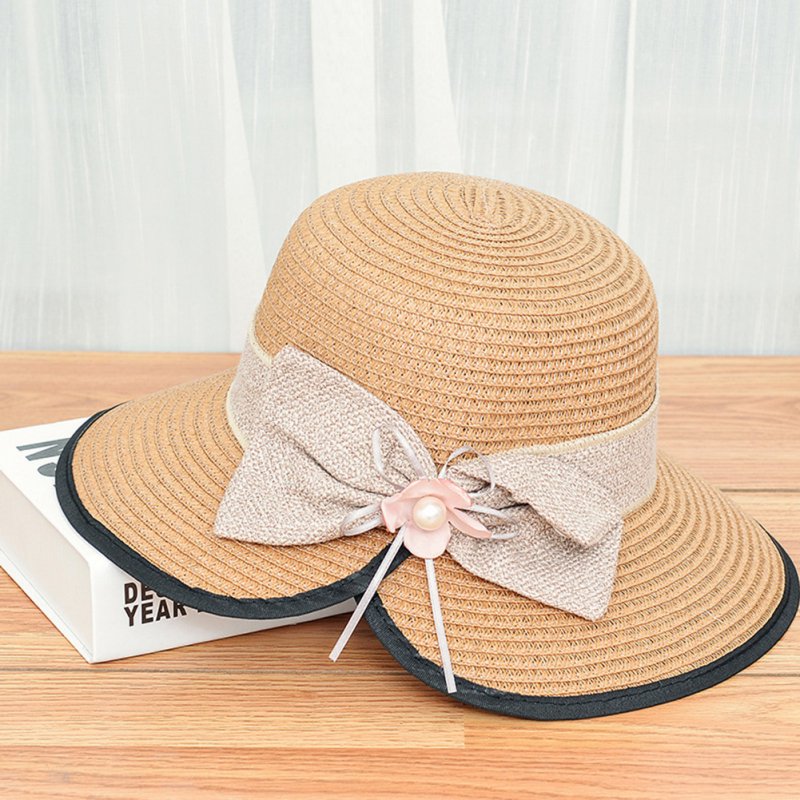 Summer Straw Hat for Women Sun-shade Seaside Ultraviolet-proof Beach Hat Foldable Hat Split khaki