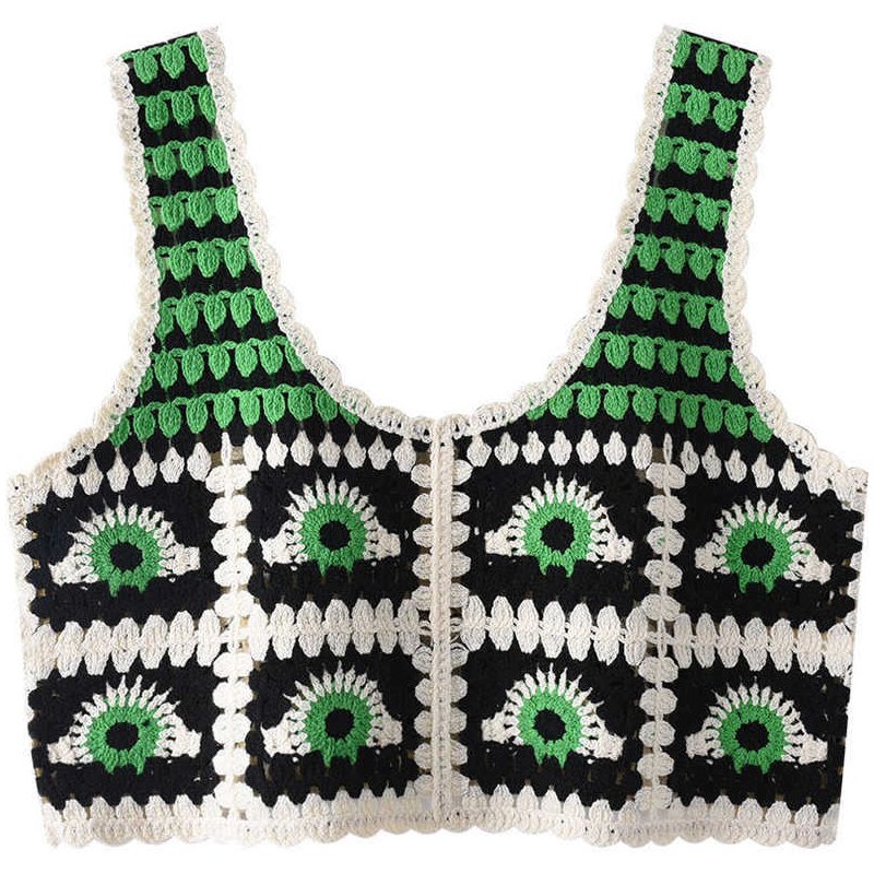 Summer Tank Top For Women Funny Retro Printing Slim Fit Sleeveless Tops Round Neck Casual Elegant Vest green One size fits all
