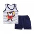 Summer Thin Pajamas For Children Cotton Cute Cartoon Printing Sleeveless Tank Tops Shorts Suit For Boys dark blue dinosaur 18 24 months M