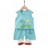 Summer Thin Pajamas For Children Cotton Cute Cartoon Printing Sleeveless Tank Tops Shorts Suit For Boys dark blue dinosaur 18 24 months M