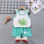 Summer Thin Pajamas For Children Cotton Cute Cartoon Printing Sleeveless Tank Tops Shorts Suit For Boys cloud universe 2-3 years L