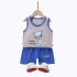 Summer Thin Pajamas For Children Cotton Cute Cartoon Printing Sleeveless Tank Tops Shorts Suit For Boys blue navy 2 3 years L