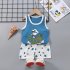 Summer Thin Pajamas For Children Cotton Cute Cartoon Printing Sleeveless Tank Tops Shorts Suit For Boys blue navy 4 5 years 2XL