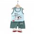 Summer Thin Pajamas For Children Cotton Cute Cartoon Printing Sleeveless Tank Tops Shorts Suit For Boys cloud universe 18 24 months M