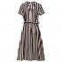 Summer V Neck Dress For Women French Style Fashion Striped A line Skirt High Waist Pullover Mid length Skirt Apricot white M