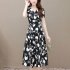 Summer V Neck Short Sleeve Dress For Women Casual Elegant Floral Printing Pullover Dress As shown 3XL