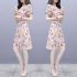 Summer Women Fashion Elegant Slim Flower Printing Short Sleeve Dress Photo Color XL