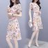 Summer Women Fashion Elegant Slim Flower Printing Short Sleeve Dress Photo Color XL