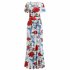Summer Women Short Sleeves Dress Round Neck Hallow Out Digital Printing Large Swing Long Skirt Casual Large Size Dress Y short sleeve L