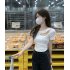 Summer Women Short Sleeves T shirt Fashion Sexy Hollow Out Round Neck Blouse Casual Slim Fit Solid Color Tops White S