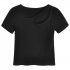 Summer Women Short Sleeves T shirt Fashion Sexy Hollow Out Round Neck Blouse Casual Slim Fit Solid Color Tops White S