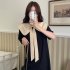 Summer Women Short Sleeves Dress Sweet Large Bowknot Contrast Color Doll Collar A line Skirt Casual Pullover Midi Skirt black M