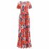 Summer Women Short Sleeves Dress Round Neck Hallow Out Digital Printing Large Swing Long Skirt Casual Large Size Dress H short sleeve 3XL