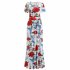 Summer Women Short Sleeves Dress Round Neck Hallow Out Digital Printing Large Swing Long Skirt Casual Large Size Dress H short sleeve 3XL