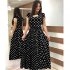 Summer Women Short Sleeves Dress Round Neck Hallow Out Digital Printing Large Swing Long Skirt Casual Large Size Dress Q short sleeve M