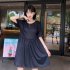 Summer Women Short Sleeves Dress Trendy Backless Round Neck A line Skirt Loose Casual Solid Color Dress red M