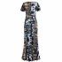 Summer Women Short Sleeves Dress Round Neck Hallow Out Digital Printing Large Swing Long Skirt Casual Large Size Dress Q short sleeve 3XL