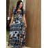 Summer Women Short Sleeves Dress Round Neck Hallow Out Digital Printing Large Swing Long Skirt Casual Large Size Dress Q short sleeve 3XL
