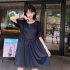 Summer Women Short Sleeves Dress Trendy Backless Round Neck A line Skirt Loose Casual Solid Color Dress red XL