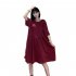 Summer Women Short Sleeves Dress Trendy Backless Round Neck A line Skirt Loose Casual Solid Color Dress red XL