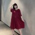 Summer Women Short Sleeves Dress Trendy Backless Round Neck A line Skirt Loose Casual Solid Color Dress black M