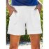 Summer Women Shorts Casual Cotton Linen Breathable High Waist Pants With Pockets Loose Solid Color Shorts White M