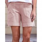 Summer Women Shorts Casual Cotton Linen Breathable High Waist Pants With Pockets Loose Solid Color Shorts pink S