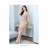 Summer Women V neck Short Sleeves Dress Retro French Floral Printing A line Skirt Elegant Lace up Dress red M