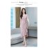 Summer Women V neck Short Sleeves Dress Retro French Floral Printing A line Skirt Elegant Lace up Dress red M