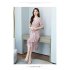 Summer Women V neck Short Sleeves Dress Retro French Floral Printing A line Skirt Elegant Lace up Dress red M