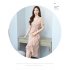 Summer Women V neck Short Sleeves Dress Retro French Floral Printing A line Skirt Elegant Lace up Dress red M
