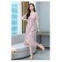 Summer Women V neck Short Sleeves Dress Retro French Floral Printing A line Skirt Elegant Lace up Dress red M