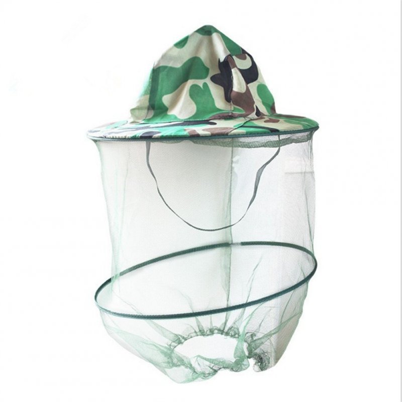 Sunscreen Camouflage  Hat With Mesh For Outdoor Activities Anti Mosquito Bee Head Cover With Net As picture show