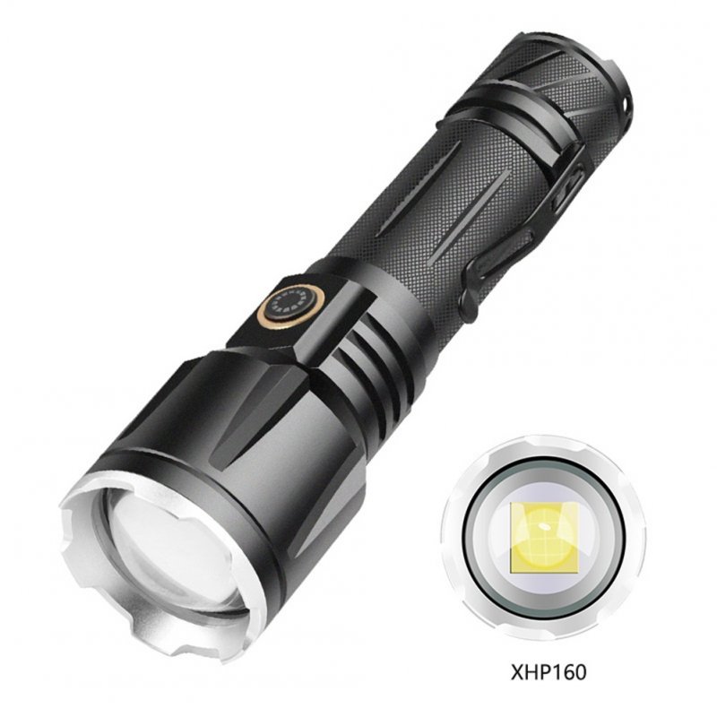 Super Bright Led Flashlight Press Switch Usb Rechargeable 5 Modes Light Lamp Torch Flashlight + USB cable (without battery)