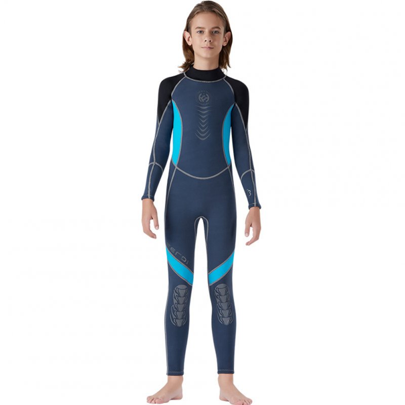 Super Elastic Children Diving Suit 2.5MM Siamese Warm Junior Long Sleeve Surfing Suit black_M