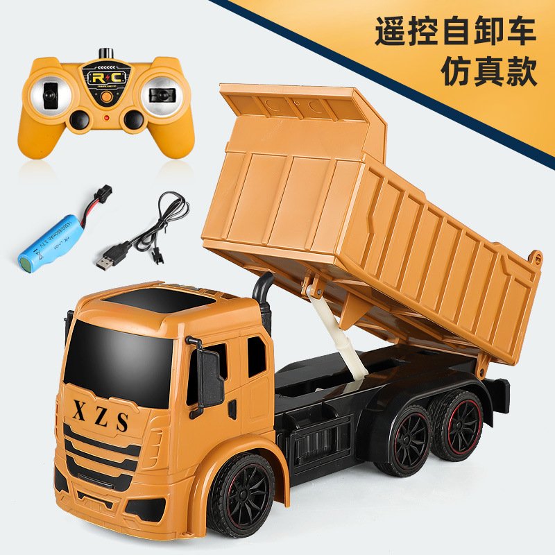 Super Power RC Car Tipper Dump Truck Model Remote Control Alloy Engineering Vehicle Beach Toys Kids Boys Birthday Xmas Gifts yellow_1:14