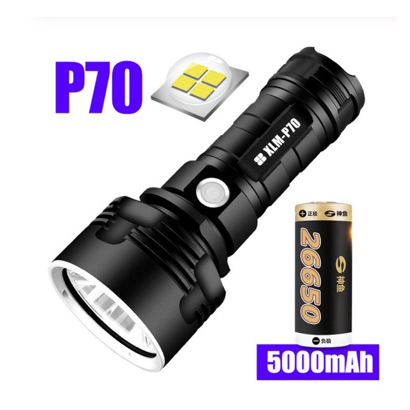 Super Powerful LED Flashlight USB Rechargeable Waterproof Lamp Ultra Bright Torch for Camping P70 with 5000 mAh battery