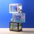 Superposed Mini Aquarium Fishbowl for Rumble Fish Marimo Spider Marimo No USB No Light  Light blue