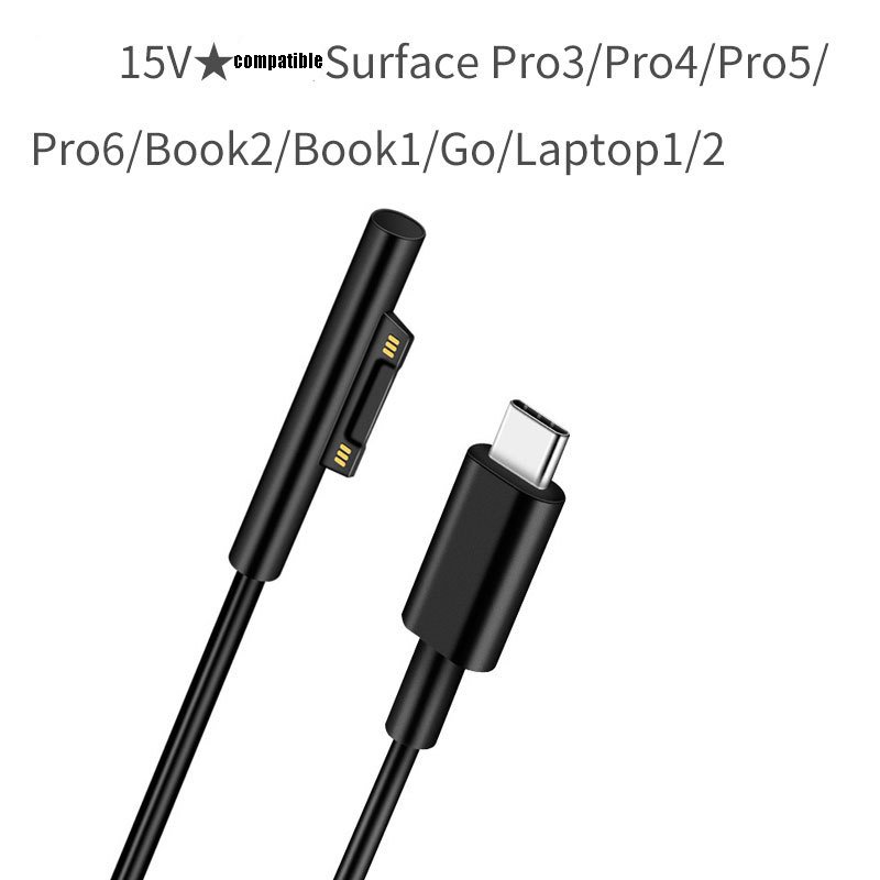Surface Charging Cable 5.8FT Surface Connect to USB-C PD Charger 15V Adapter Power 15V to typeC