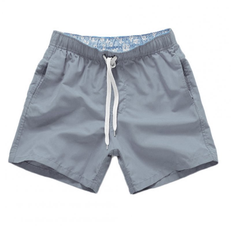 Surfing Beach Summer Men's Shorts Solid Color Big Pants gray_M