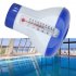 Swimming Pool Floating Chlorine Chemical  Dispenser With Thermometer Disinfection Accessory With Automatic Dosing Pump Blue and white