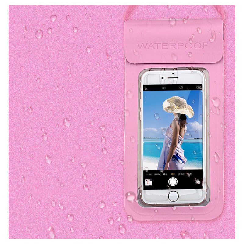 Swimming Waterproof Bag Touch Screen Underwater Phone Case  Pink_6.4 inch