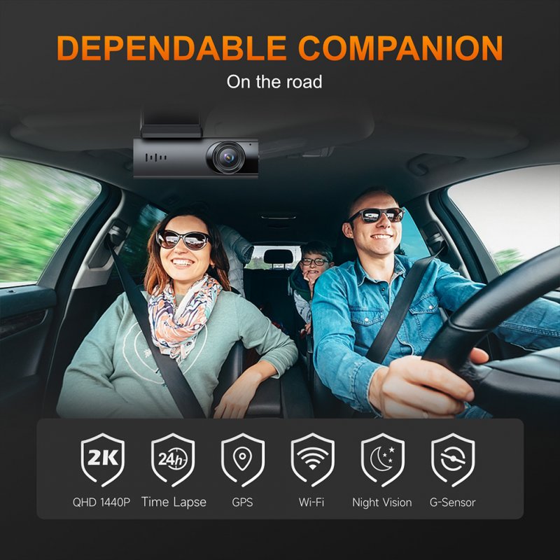 Dash Cam Front Rear Camera 2K+1K WiFi GPS Driving Recorder Dashboard Camera WDR Car Dashcam 