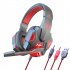 Sy830mv Wired Gaming Headset With Microphone 3 5mm Powerful Sound Headphones For Computer Pc Black and Red PC Luminous